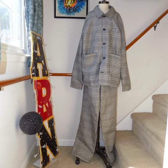 J. FERRAR x J. BOLDEN Brown Plaid Pant Set/ Walking Leisure Suit M/L